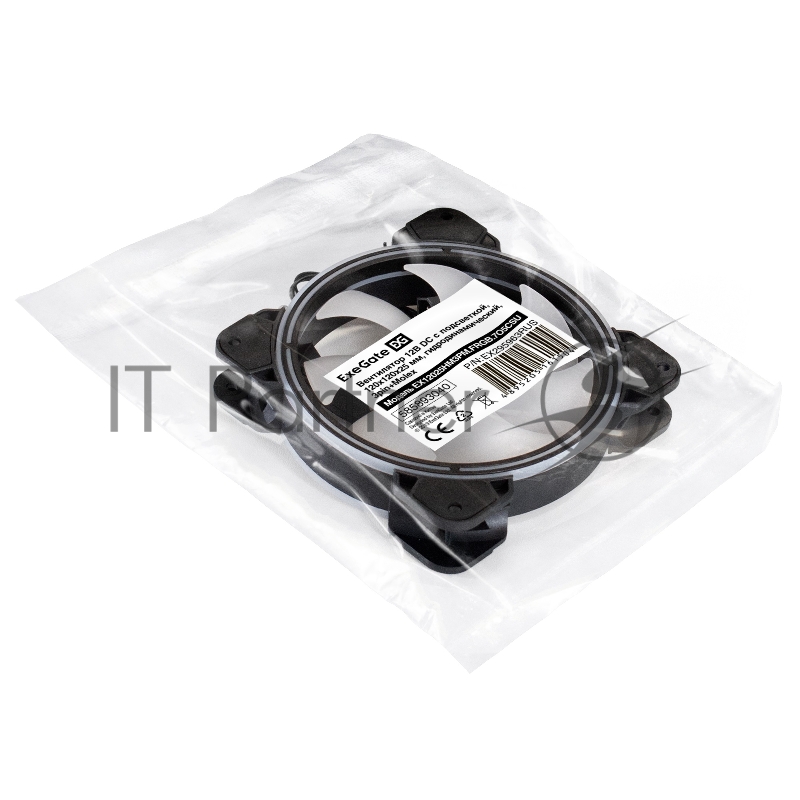 Вентилятор 12В DC с подсветкой ExeGate EX12025HM3PM.FRGB.7O5CSU (120x120x25 мм, Hydraulic bearing (гидродинамический), 3pin+Molex, FRGB подсветка, 24dBA)