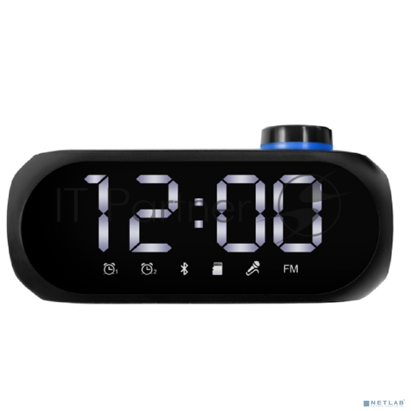 BT-колонка-часы ExeGate Yo 520 (электронные беспроводные с LED индикацией, 3Вт, 80-20000Гц, Bluetooth, Li-Ion, 1200mAh, FM 87.5MHz-108MHz, поддержка TF/microSD-card, 3,5mm audio jack, зарядка USB Type-C, регулятор громкости на верхней панели, Color B