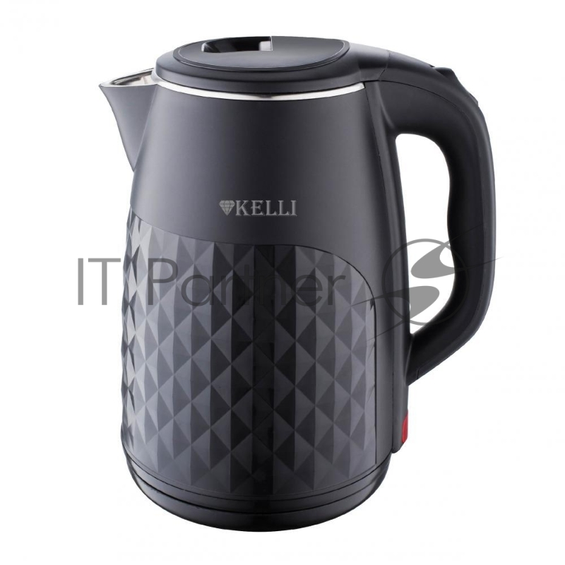 Чайник электрический KELLI KL-1803, 2,5л, нержавейка+пластик, двойные стенки, черный