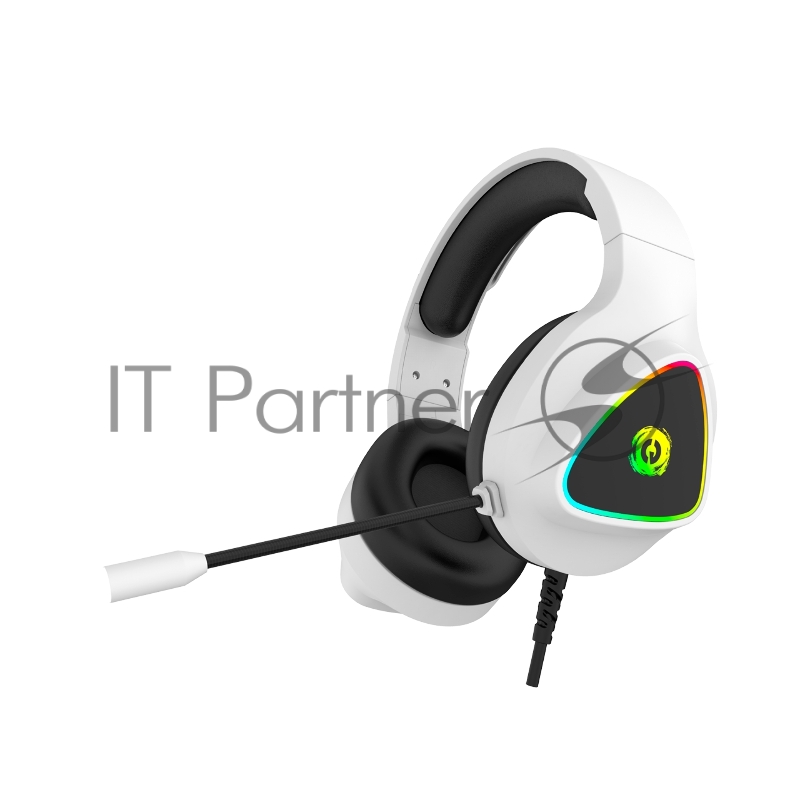 Гарнитура CANYON Shadder GH-6, RGB gaming headset with Microphone, Microphone frequency response: 20HZ~20KHZ, ABS+ PU leather, USB*1*3.5MM jack plug, 2.0M PVC cable, weight: 300g, White