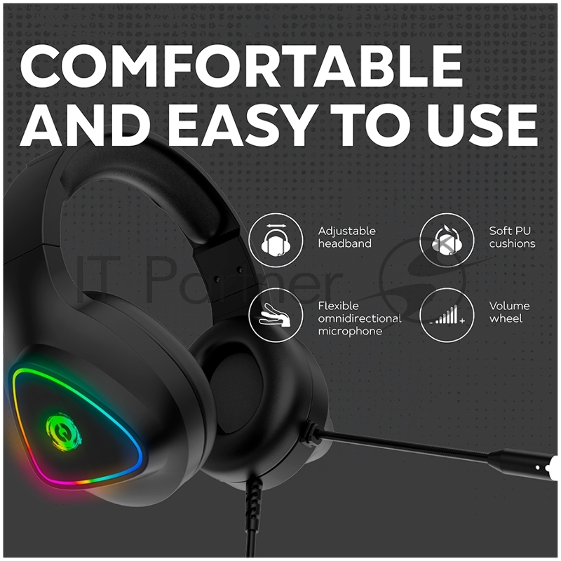 Гарнитура CANYON Shadder GH-6, RGB gaming headset with Microphone, Microphone frequency response: 20HZ~20KHZ, ABS+ PU leather, USB*1*3.5MM jack plug, 2.0M PVC cable, weight: 300g, White