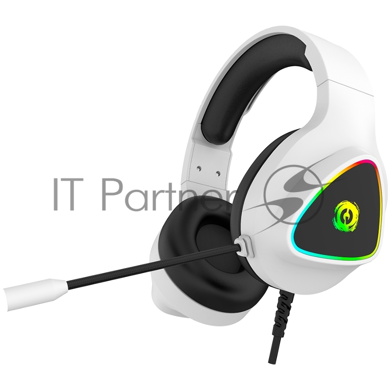 Гарнитура CANYON Shadder GH-6, RGB gaming headset with Microphone, Microphone frequency response: 20HZ~20KHZ, ABS+ PU leather, USB*1*3.5MM jack plug, 2.0M PVC cable, weight: 300g, White