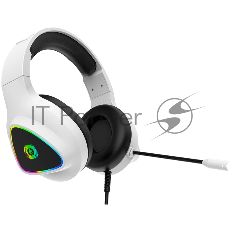 Гарнитура CANYON Shadder GH-6, RGB gaming headset with Microphone, Microphone frequency response: 20HZ~20KHZ, ABS+ PU leather, USB*1*3.5MM jack plug, 2.0M PVC cable, weight: 300g, White
