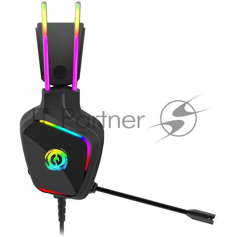 Гарнитура CANYON Darkless GH-9A, RGB gaming headset with Microphone, Microphone frequency response: 20HZ~20KHZ, ABS+ PU leather, USB*1*3.5MM jack plug, 2.0M PVC cable, weight:280g, black