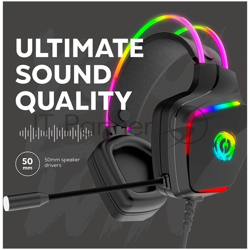 Гарнитура CANYON Darkless GH-9A, RGB gaming headset with Microphone, Microphone frequency response: 20HZ~20KHZ, ABS+ PU leather, USB*1*3.5MM jack plug, 2.0M PVC cable, weight:280g, black