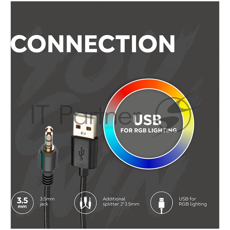 Гарнитура CANYON Darkless GH-9A, RGB gaming headset with Microphone, Microphone frequency response: 20HZ~20KHZ, ABS+ PU leather, USB*1*3.5MM jack plug, 2.0M PVC cable, weight:280g, black