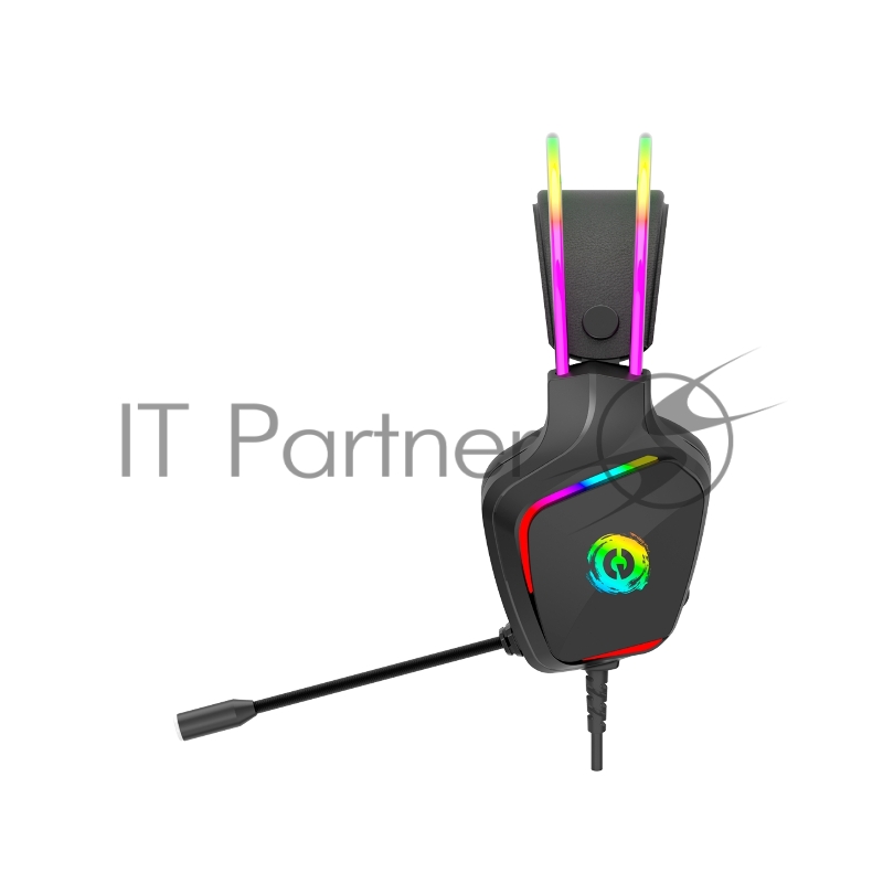 Гарнитура CANYON Darkless GH-9A, RGB gaming headset with Microphone, Microphone frequency response: 20HZ~20KHZ, ABS+ PU leather, USB*1*3.5MM jack plug, 2.0M PVC cable, weight:280g, black