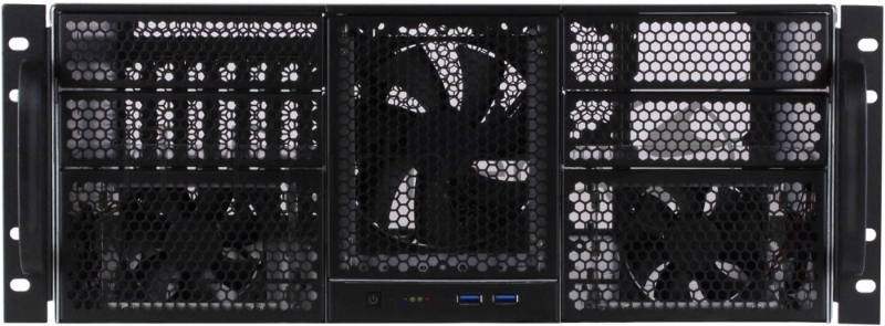 Корпус компьютерный Procase RE411-D4H11-E-55 Корпус 4U server case,4x5.25+11HDD,черный,без блока питания,глубина 550мм,MB EATX 12x13