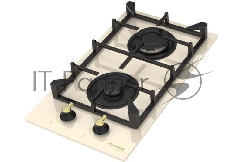 Газовая вар.поверхность WILLMARK WGH-2302BR (30см,эл.поджиг,газ контроль,чугун.реш,беж.рет,сте