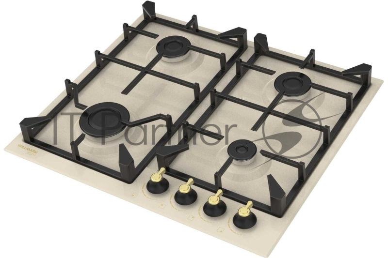 Газовая вар.поверхность WILLMARK WGH-4601BR (60см,эл.поджиг,чугун.реш,наб.