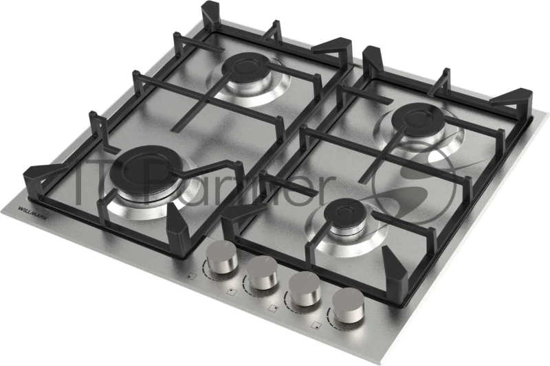 Газовая вар.поверхность WILLMARK WGH-4601SS (60см,эл.поджиг,чугун.реш,наб.