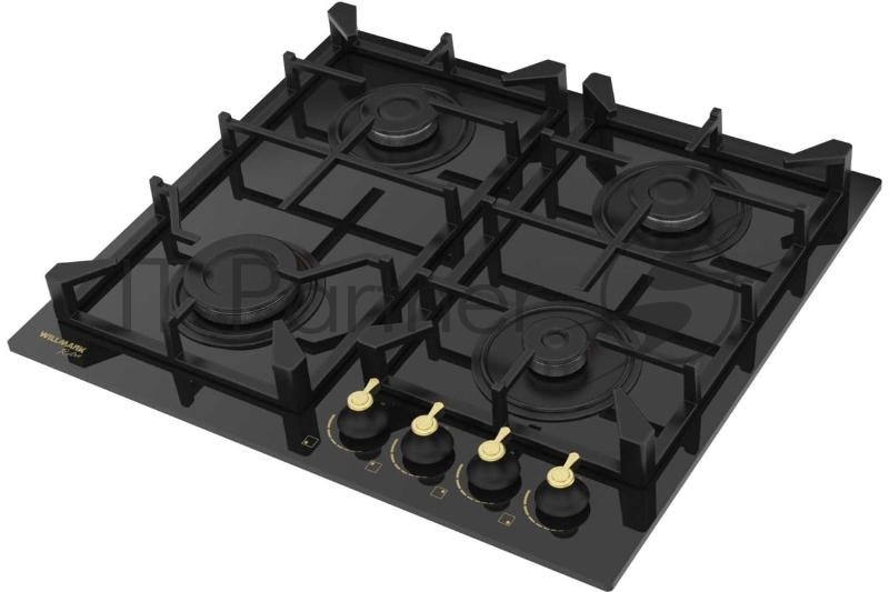 Газовая вар.поверхность WILLMARK WGH-4602BLR (60см,эл.поджиг,газ контроль,чугун.реш,черн.рет,ст