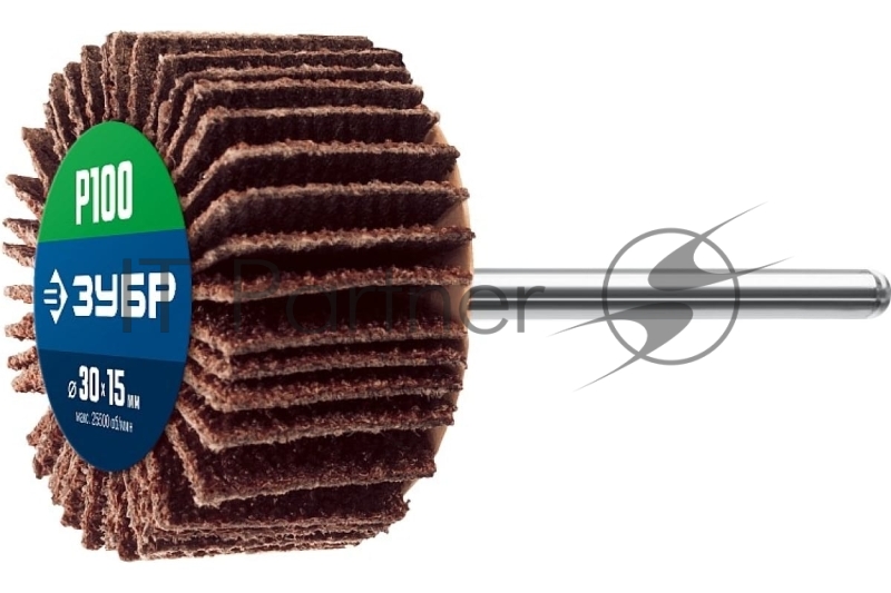 Круг ЗУБР d 30 x 15 мм, P100, на шпильке d 3.2 мм, Круг шлифовальный лепестковый, Профессионал (36600-100)