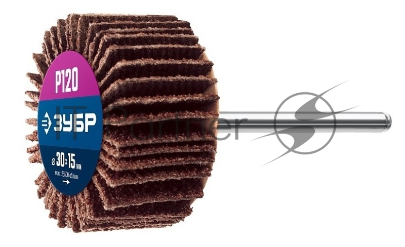 Круг ЗУБР d 30 x 15 мм, P120, на шпильке d 3.2 мм, Круг шлифовальный лепестковый, Профессионал (36600-120)