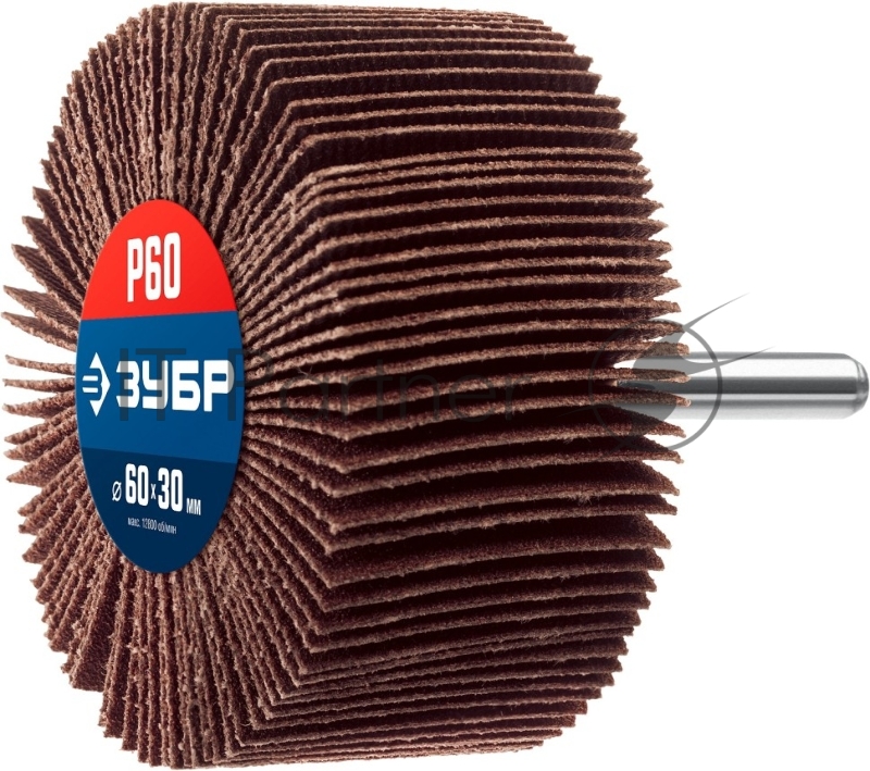 Круг ЗУБР d 60 x 30 мм, P60, на шпильке d 6 мм, Круг шлифовальный лепестковый, Профессионал (36602-060)