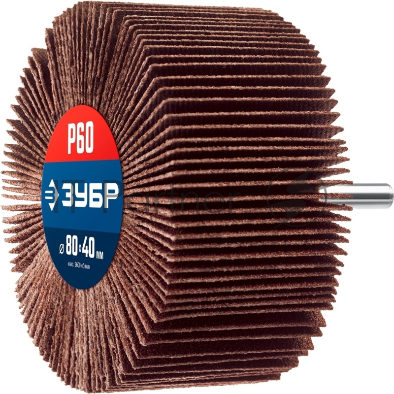 Круг ЗУБР d 80 x 40 мм, P60, на шпильке d 6 мм, Круг шлифовальный лепестковый, Профессионал (36604-060)