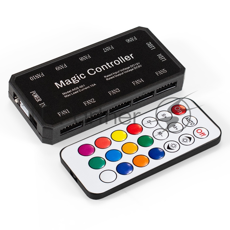 Контроллер-хаб с пультом управления ExeGate EXH6P.ARGB для вентиляторов с подсветкой ARGB 6pin (Molex, 10 портов 6pin)