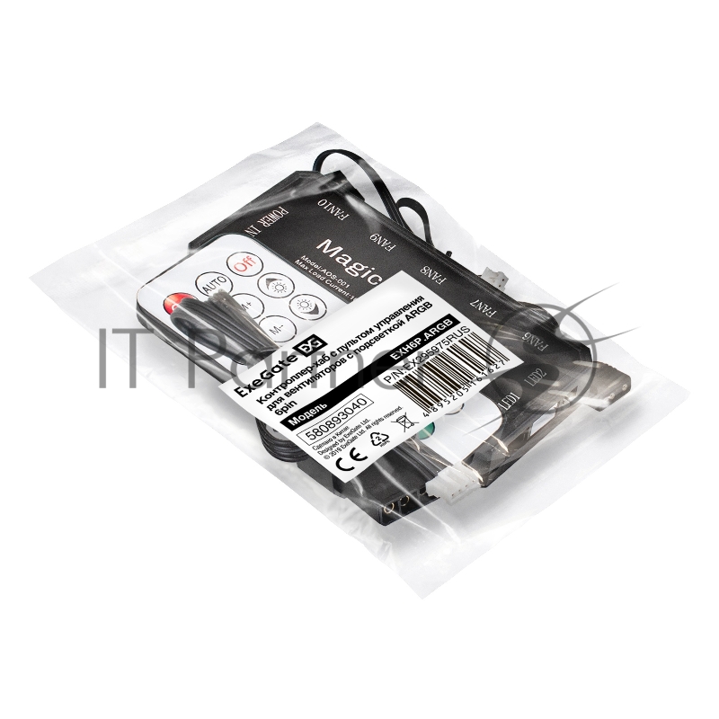 Контроллер-хаб с пультом управления ExeGate EXH6P.ARGB для вентиляторов с подсветкой ARGB 6pin (Molex, 10 портов 6pin)