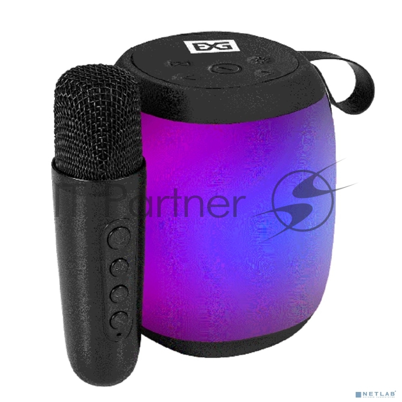 Караоке-система ExeGate Bro 310 (BT-колонка с беспроводным микрофоном и RGB подсветкой, 10Вт, 80-15000Гц, Bluetooth, Li-Ion, 1200mAh, FM 87.5MHz-108MHz, с поддержкой USB и TF/microSD карт, 3,5mm audio jack, зарядка USB Type-C, Color Box)