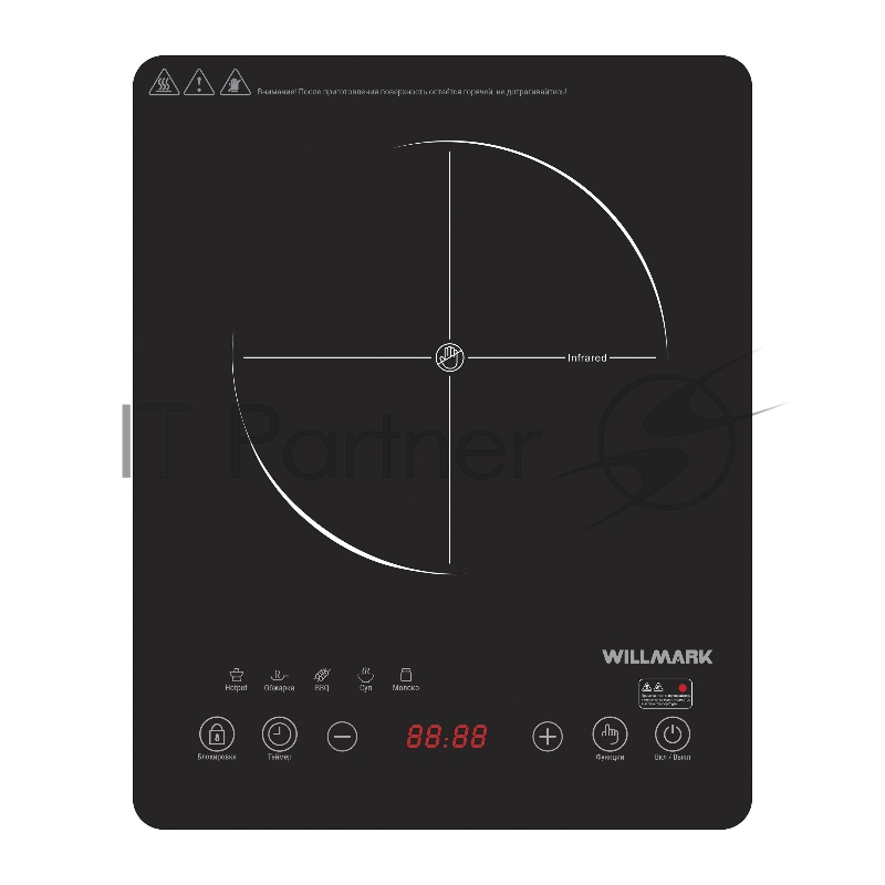 Плита стеклокерамическая WILLMARK WCP-805BT (2200Вт,1 конф.,10 уровней темп.,8 программ,сенс.панель)