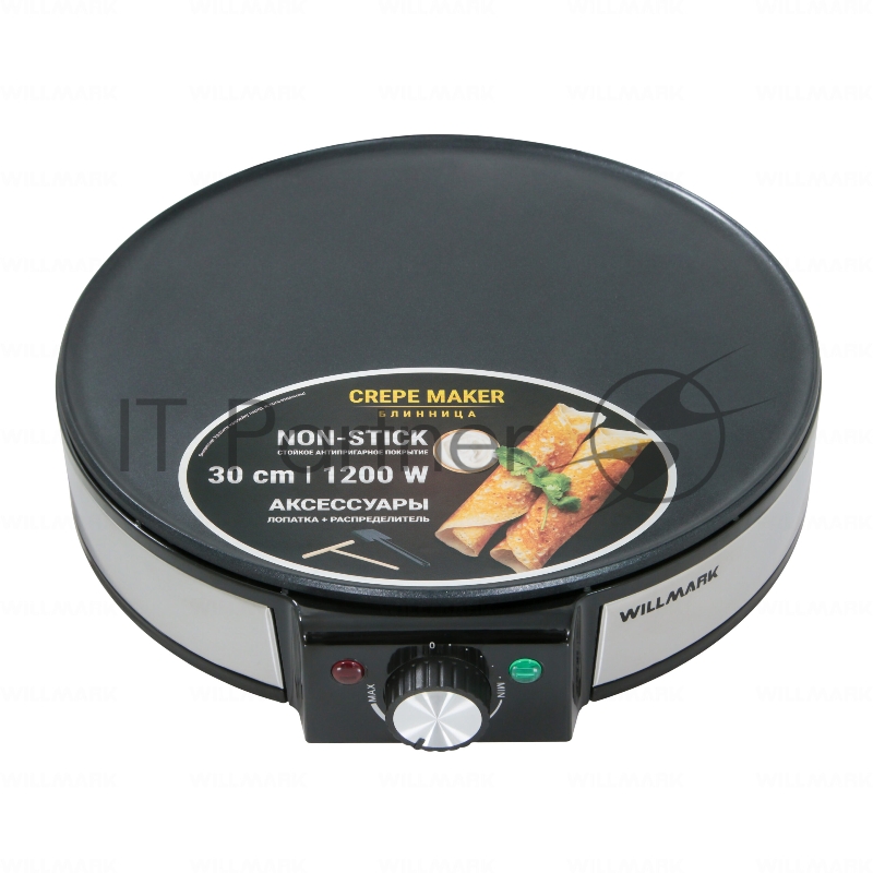 Блинница WILLMARK WCM-1230 (1200Вт, диаметр - 30см, антипригарная поверхность, регулятор темп.)