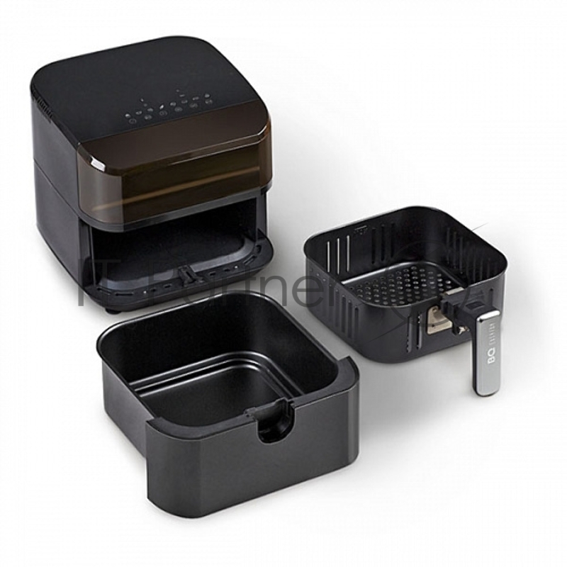 Аэрогриль BQ GR2001 Black. Мощность:1500 Вт/Объем: 4,0 л/Циркуляция воздушных потоков/Приготовление еды без жира и масла/Легкая очистка/Процесс приготовления под контролем.