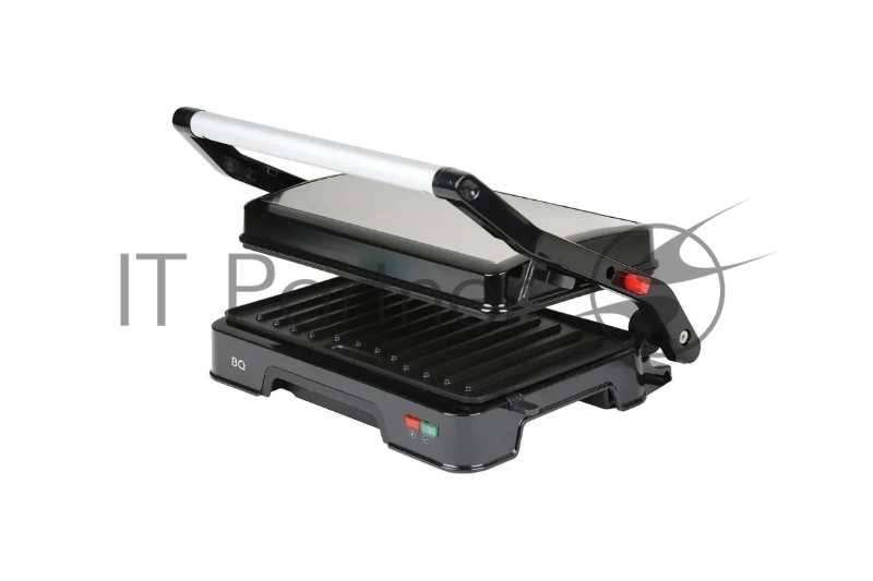 Электрический гриль BQ GR1005 Metallic-Black. Мощность: 1000Вт / Антипригарное покрытие /Индикаторы работы и нагрева / Термоизолированная ручка для безопасного использования /Крышка прибора открывается на 180 градусов увеличивая рабочую поверхность в