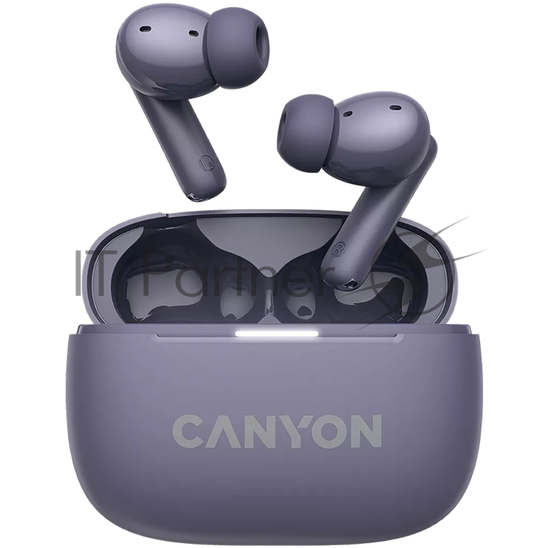 Гарнитура CANYON OnGo TWS-10 ANC+ENC, Bluetooth Headset, microphone, BT v5.3 BT8922F, Frequence Response:20Hz-20kHz, battery Earbud 40mAh*2+Charging case 500mAH, type-C cable length 24cm,size 63.97*47.47*26.5mm 42.5g, Purple