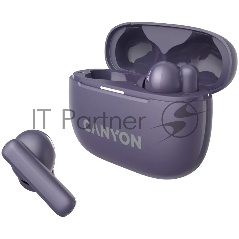 Гарнитура CANYON OnGo TWS-10 ANC+ENC, Bluetooth Headset, microphone, BT v5.3 BT8922F, Frequence Response:20Hz-20kHz, battery Earbud 40mAh*2+Charging case 500mAH, type-C cable length 24cm,size 63.97*47.47*26.5mm 42.5g, Purple
