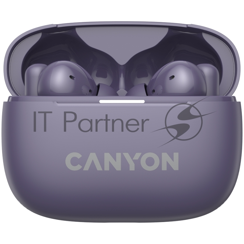 Гарнитура CANYON OnGo TWS-10 ANC+ENC, Bluetooth Headset, microphone, BT v5.3 BT8922F, Frequence Response:20Hz-20kHz, battery Earbud 40mAh*2+Charging case 500mAH, type-C cable length 24cm,size 63.97*47.47*26.5mm 42.5g, Purple