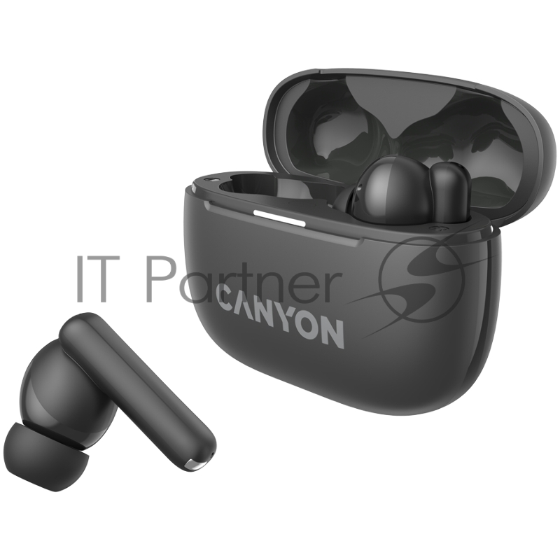 Гарнитура CANYON OnGo TWS-10 ANC+ENC, Bluetooth Headset, microphone, BT v5.3 BT8922F, Frequence Response:20Hz-20kHz, battery Earbud 40mAh*2+Charging case 500mAH, type-C cable length 24cm,size 63.97*47.47*26.5mm 42.5g, Black