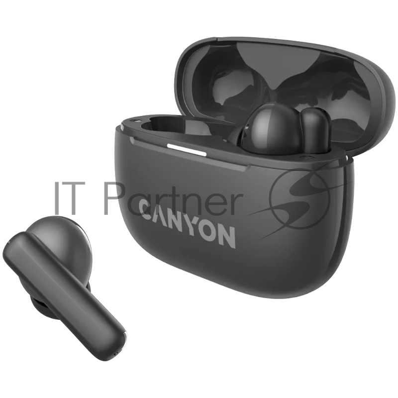 Гарнитура CANYON OnGo TWS-10 ANC+ENC, Bluetooth Headset, microphone, BT v5.3 BT8922F, Frequence Response:20Hz-20kHz, battery Earbud 40mAh*2+Charging case 500mAH, type-C cable length 24cm,size 63.97*47.47*26.5mm 42.5g, Black