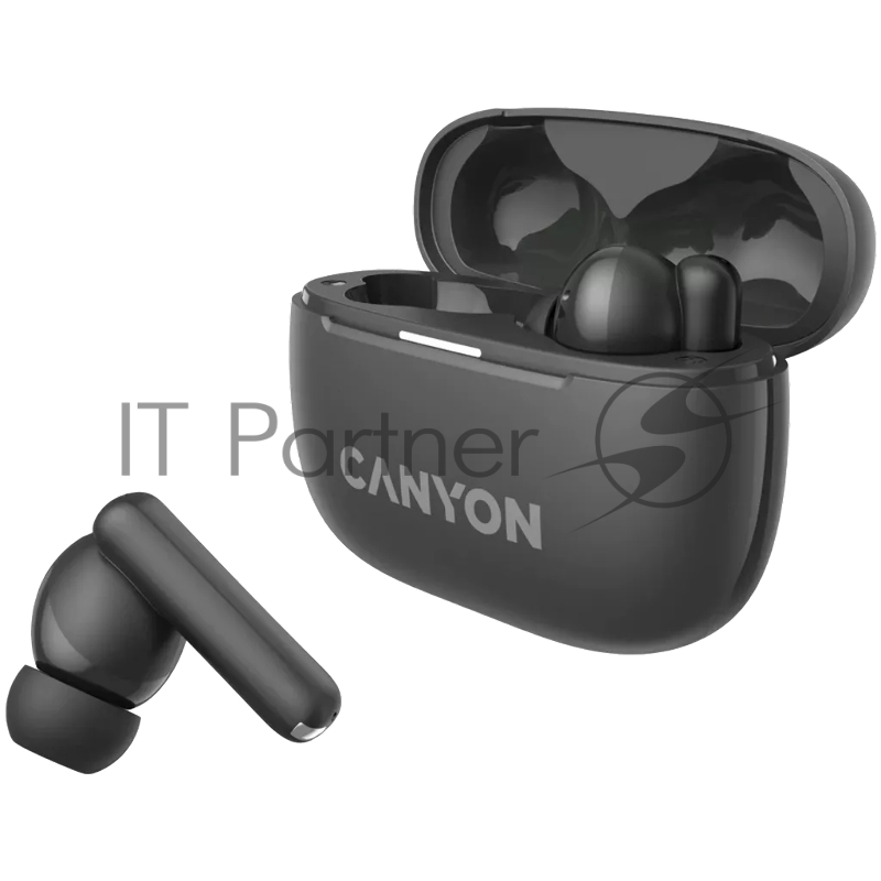 Гарнитура CANYON OnGo TWS-10 ANC+ENC, Bluetooth Headset, microphone, BT v5.3 BT8922F, Frequence Response:20Hz-20kHz, battery Earbud 40mAh*2+Charging case 500mAH, type-C cable length 24cm,size 63.97*47.47*26.5mm 42.5g, Black