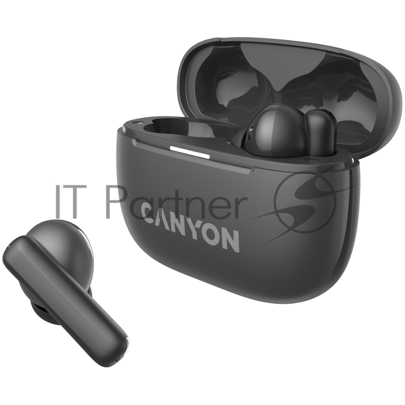 Гарнитура CANYON OnGo TWS-10 ANC+ENC, Bluetooth Headset, microphone, BT v5.3 BT8922F, Frequence Response:20Hz-20kHz, battery Earbud 40mAh*2+Charging case 500mAH, type-C cable length 24cm,size 63.97*47.47*26.5mm 42.5g, Black