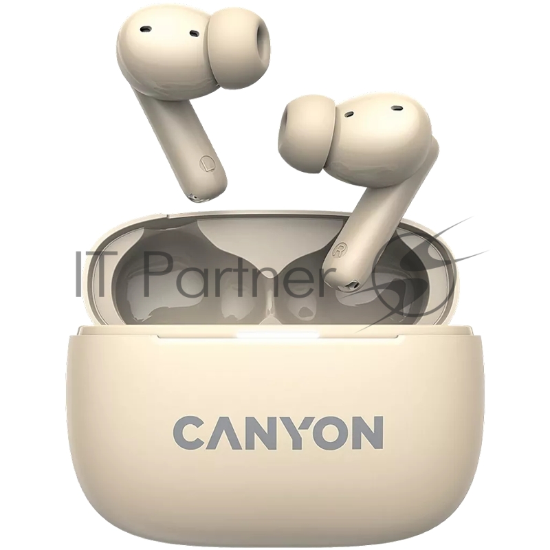 Гарнитура CANYON OnGo TWS-10 ANC+ENC, Bluetooth Headset, microphone, BT v5.3 BT8922F, Frequence Response:20Hz-20kHz, battery Earbud 40mAh*2+Charging case 500mAH, type-C cable length 24cm,size 63.97*47.47*26.5mm 42.5g, Beige