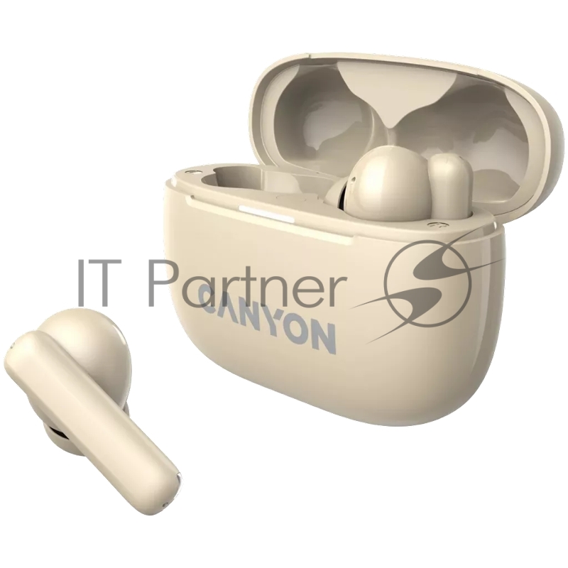 Гарнитура CANYON OnGo TWS-10 ANC+ENC, Bluetooth Headset, microphone, BT v5.3 BT8922F, Frequence Response:20Hz-20kHz, battery Earbud 40mAh*2+Charging case 500mAH, type-C cable length 24cm,size 63.97*47.47*26.5mm 42.5g, Beige