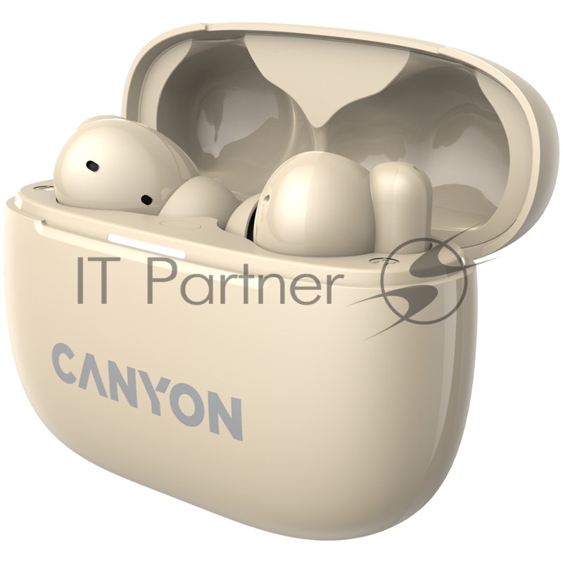 Гарнитура CANYON OnGo TWS-10 ANC+ENC, Bluetooth Headset, microphone, BT v5.3 BT8922F, Frequence Response:20Hz-20kHz, battery Earbud 40mAh*2+Charging case 500mAH, type-C cable length 24cm,size 63.97*47.47*26.5mm 42.5g, Beige