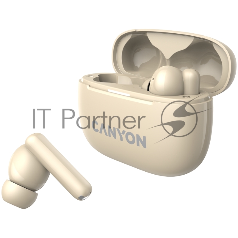 Гарнитура CANYON OnGo TWS-10 ANC+ENC, Bluetooth Headset, microphone, BT v5.3 BT8922F, Frequence Response:20Hz-20kHz, battery Earbud 40mAh*2+Charging case 500mAH, type-C cable length 24cm,size 63.97*47.47*26.5mm 42.5g, Beige