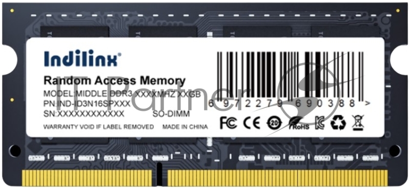 Память SO-DIMM DDR3 8Gb PC12800 1600MHz CL11 Indilinx 1.5V (IND-ID3N16SP08X)