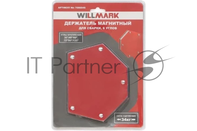 Держатель для сварки магнитный WILLMARK (6 углов: 30, 45, 60, 75, 90, 135, сила сцеп. 34кг)