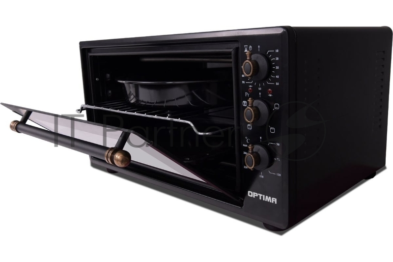 Мини-печь электрическая OPTIMA OF-48BLR (48л, таймер, лампа, противень 2шт., решетка, черный, 1600Вт)