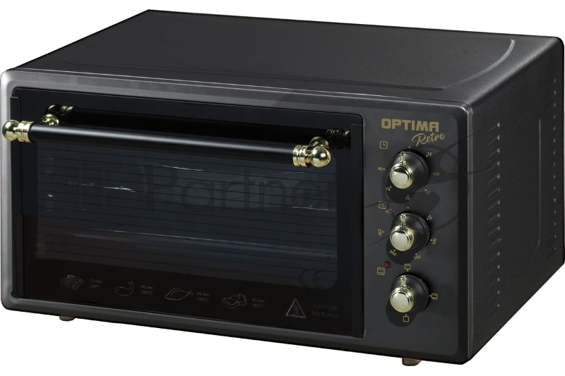 Мини-печь электрическая OPTIMA OF-48BLR (48л, таймер, лампа, противень 2шт., решетка, черный, 1600Вт)