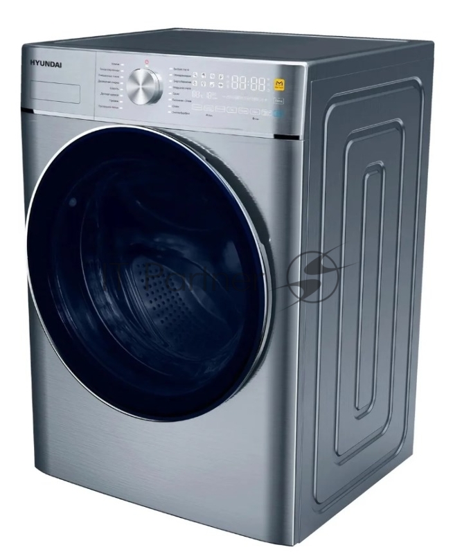 Стиральная машина Hyundai WMD9413 с функцией пара, класс: B загр.фронтальная макс.:10кг (с сушкой) темно-серебристый