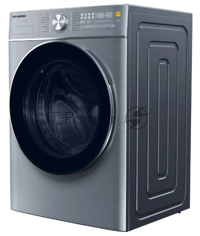 Стиральная машина Hyundai WMD9413 с функцией пара, класс: B загр.фронтальная макс.:10кг (с сушкой) темно-серебристый