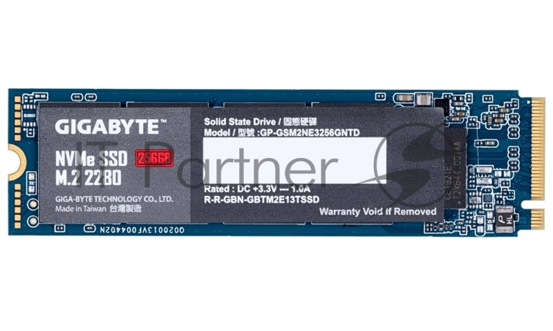 Накопитель SSD M.2 2280 256GB Gigabyte Client SSD GP-GSM2NE3256GNTD PCIe Gen3x4 with NVMe, 1700/1100, IOPS 180/250K, MTBF 1.5M, 3D TLC, 300TBW, NVMe 1.3, RTL
