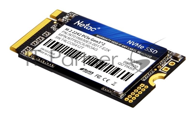 Накопитель SSD M.2 2242 Netac 1.0Tb N930ES Series <NT01N930ES-001T-E2X> Retail (PCI-E 3.1 x2, up to 1650/1500MBs, 3D TLC, NVMe 1.3, 22х42mm)