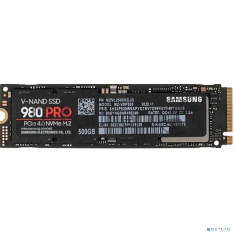 Накопитель SSD Samsung 500GB 980 PRO, V-NAND 3-bit MLC, Elpis, M.2 (2280) PCIe Gen 4.0 x4, NVMe 1.3c, R6900/W5000