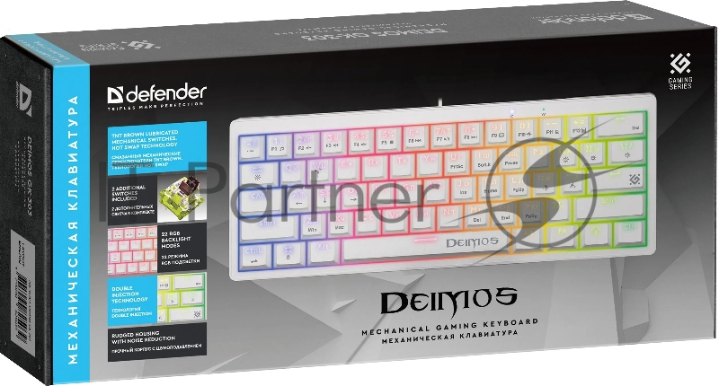Клавиатура DEFENDER MECHANICAL DEIMOS GK-303 RU RGB 45304