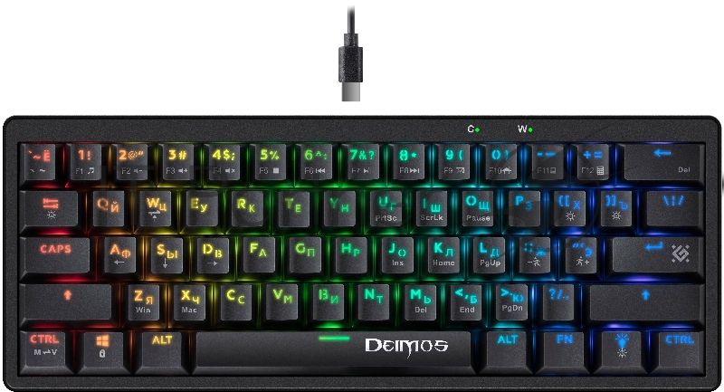 Клавиатура DEFENDER MECHANICAL DEIMOS GK-303 RU RGB 45303