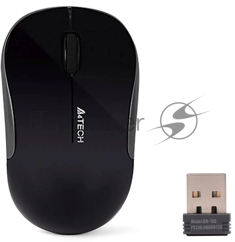 Мышь A4Tech G3-300NS черный оптическая (1200dpi) silent беспроводная USB для ноутбука (2but)